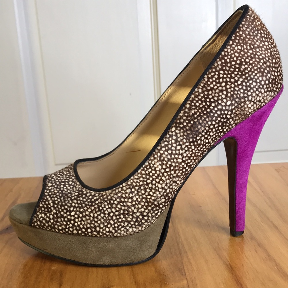 Enzo Angiolini Women's Peep Toe Heels - Brown and cream